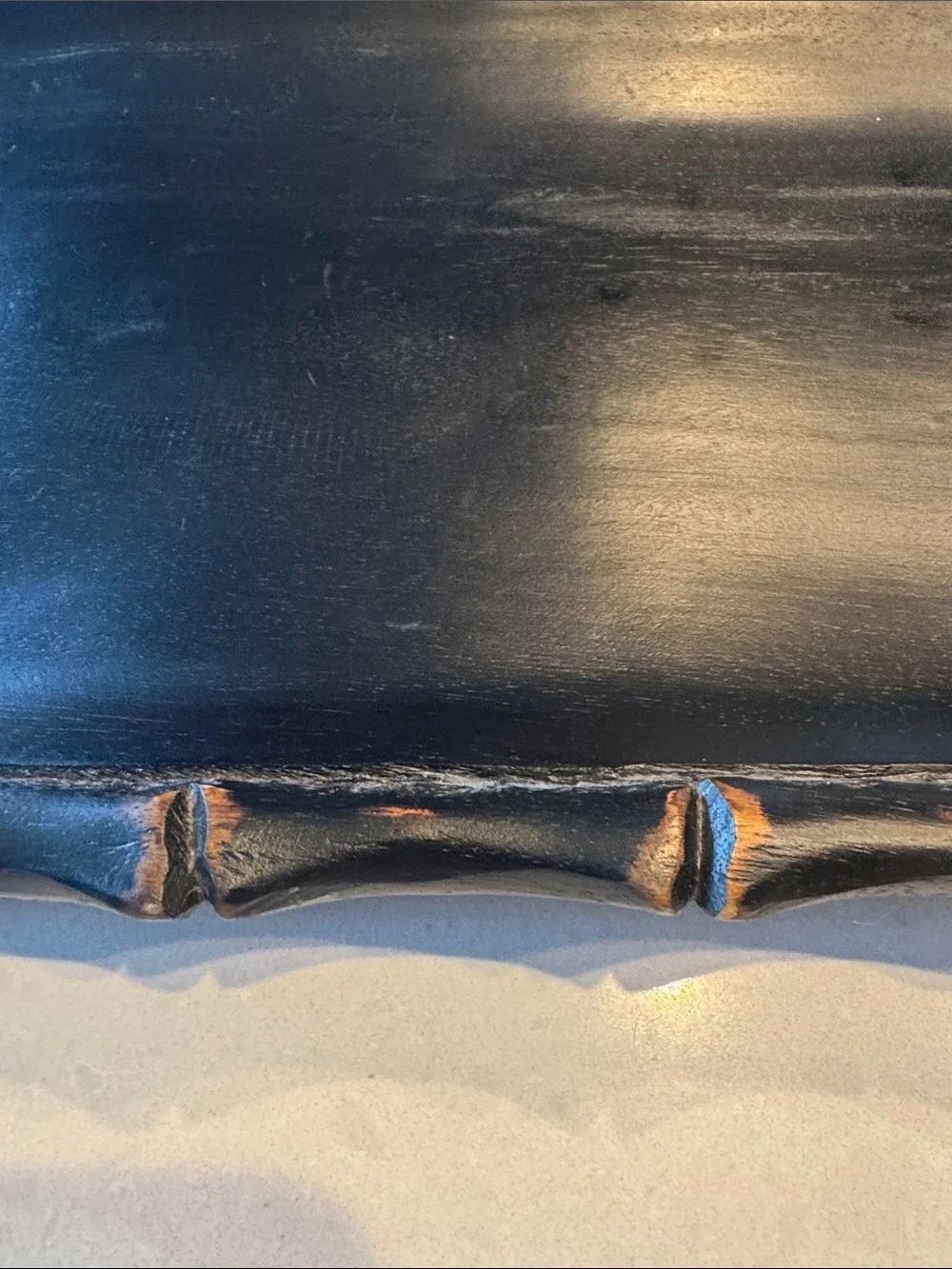 Pottery Barn Black carved Bamboo Rectangular Decorative Tray
